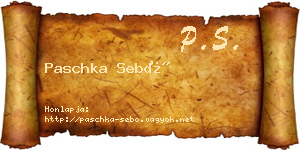 Paschka Sebő névjegykártya